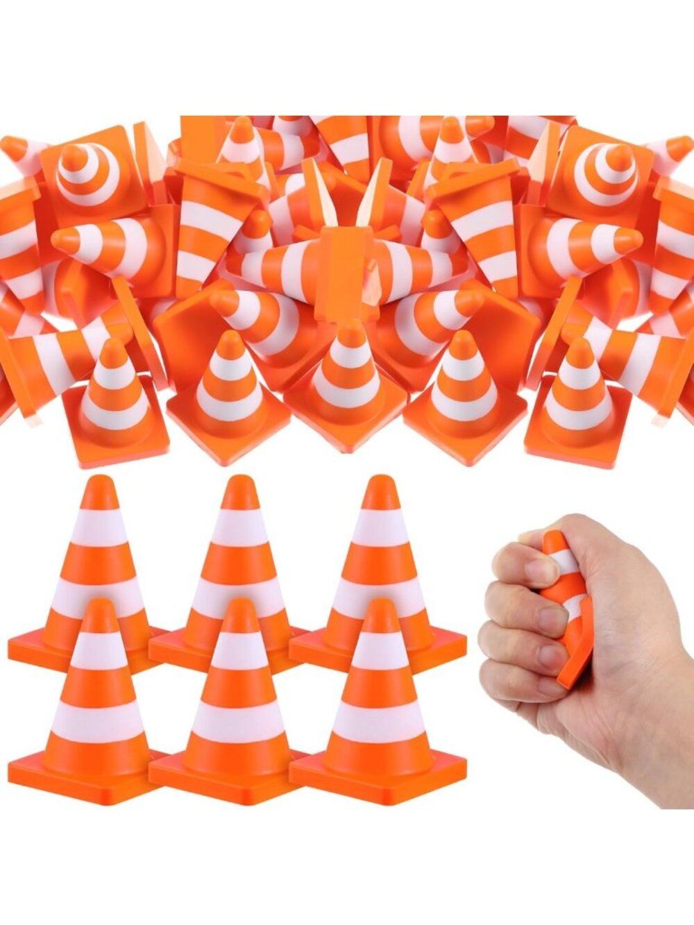 60 Pcs Traffic Cone Sensory Fidget Toys - Bulk Party Favors for Anxiety Relief